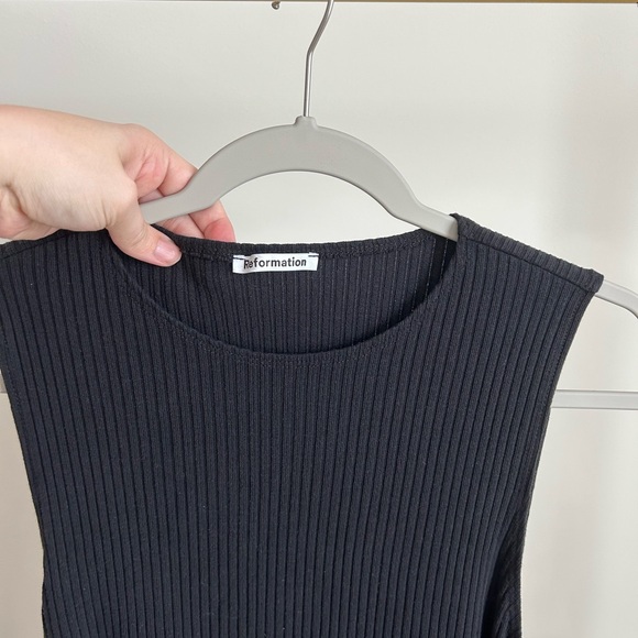 Reformation Black Ribbed Knit Midi Dress - Picture 7 of 9